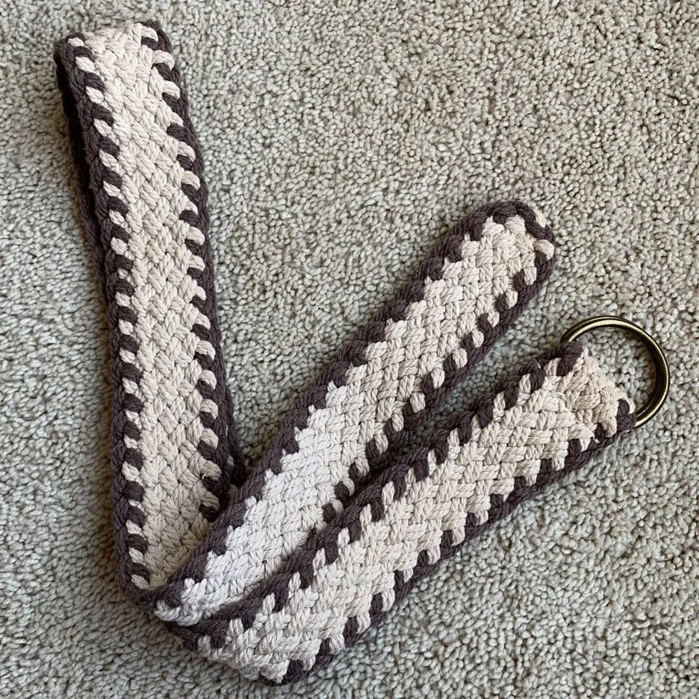braided brown belt boho country belt size adjustable 30